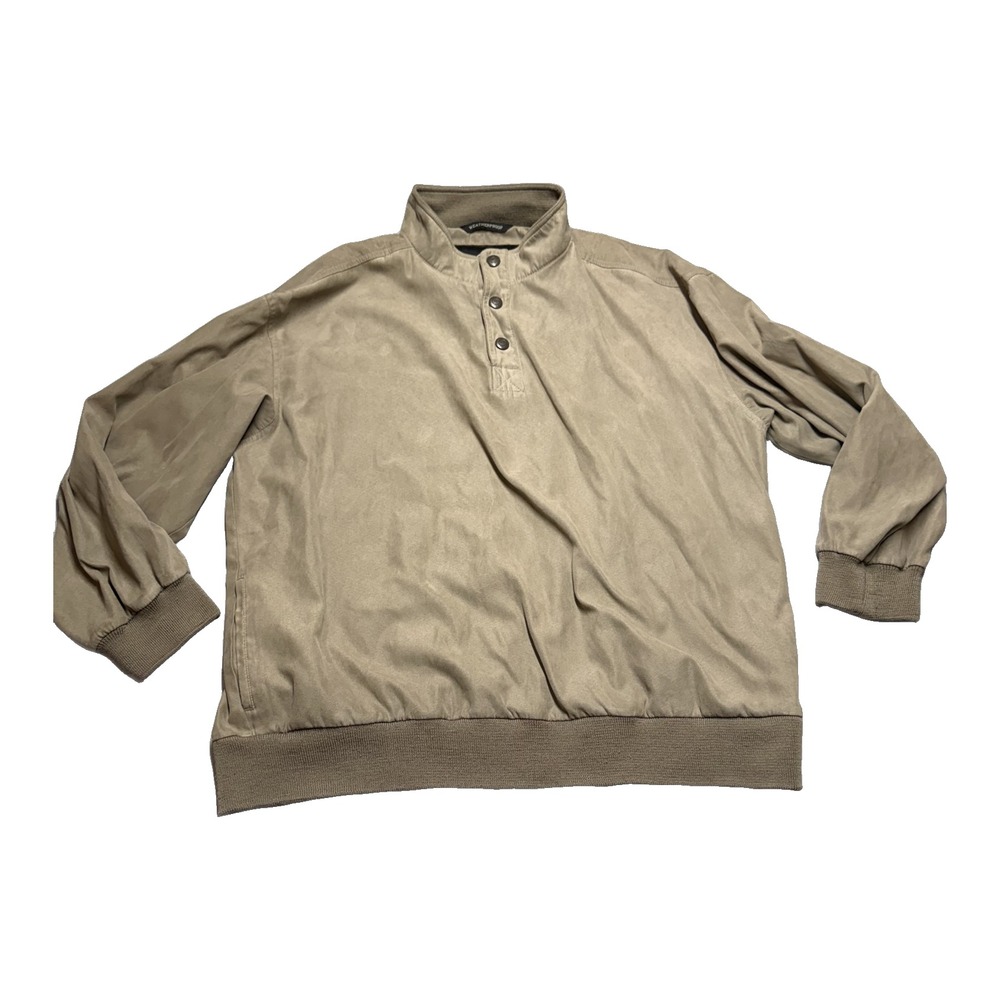 Weatherproof Snap Henley Jacket Mens XL Tan Fleece Trim